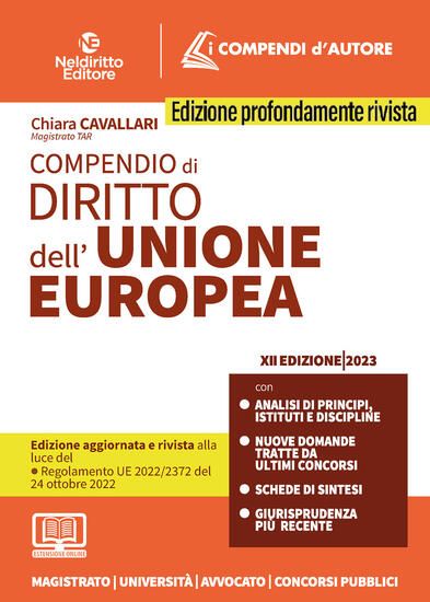 Immagine di COMPENDIO DI DIRITTO DELL`UNIONE EUROPEA. CON ESPANSIONE ONLINE 2023