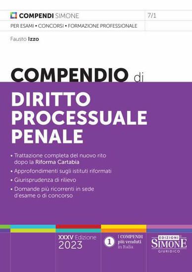 Immagine di COMPENDIO DI DIRITTO PROCESSUALE PENALE 2023