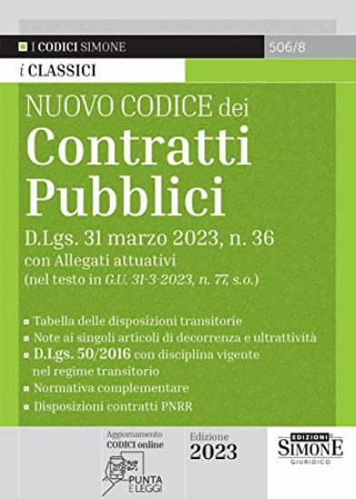 Immagine di NUOVO CODICE DEI CONTRATTI PUBBLICI. CON QR-CODE 2023