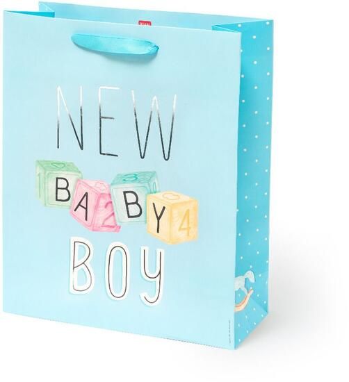 Immagine di BUSTA REGALO GRANDE - NEW BABY BOY