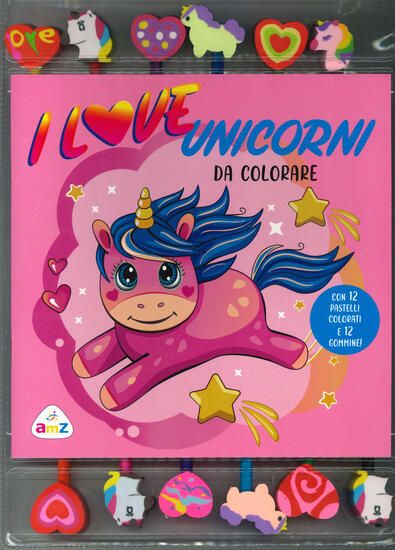 Immagine di I LOVE UNICORNI DA COLORARE. EDIZ. ILLUSTRATA. CON 12 PASTELLI COLORATI E GOMMINE