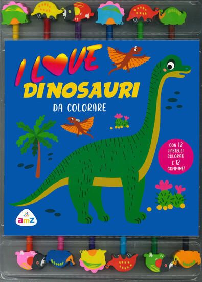 Immagine di I LOVE DINOSAURI DA COLORARE. EDIZ. ILLUSTRATA. CON 12 PASTELLI COLORATI E GOMMINE