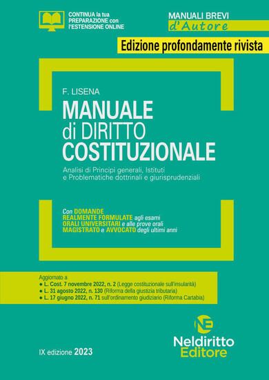 Immagine di MANUALE DI DIRITTO COSTITUZIONALE