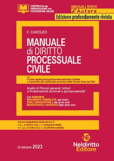 Immagine di MANUALE DI DIRITTO PROCESSUALE CIVILE 2023