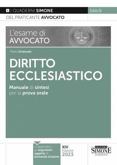 Immagine di ESAME DI AVVOCATO. DIRITTO ECCLESIASTICO. L 2023