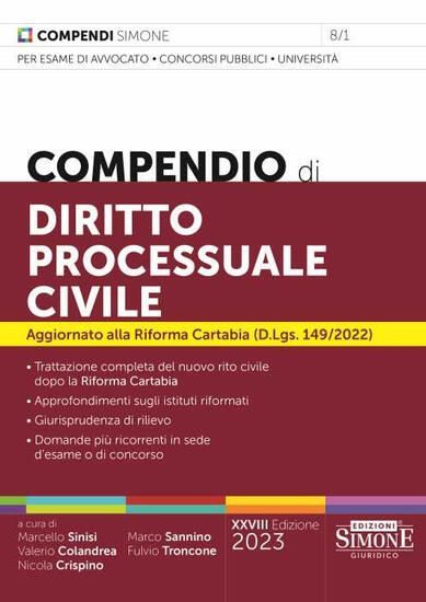 Immagine di COMPENDIO DI DIRITTO PROCESSUALE CIVILE 2023