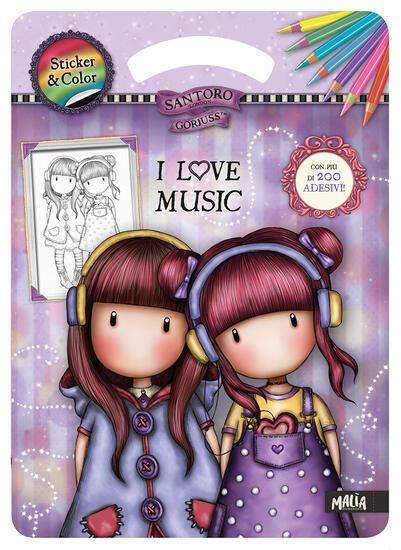 Immagine di I LOVE MUSIC. STICKER & COLOR. GORJUSS. EDIZ. A COLORI