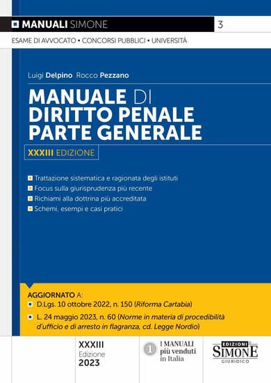 Immagine di MANUALE DI DIRITTO PENALE. PARTE GENERALE 2023