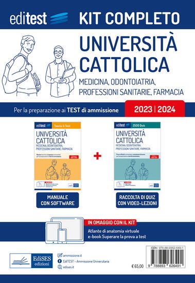 Immagine di KIT COMPLETO EDITEST. UNIVERSITA` CATTOLICA. MEDICINA, ODONTOIATRIA, PROFESSIONI SANITARIE. CON ...