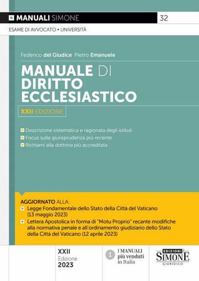 Immagine di MANUALE DI DIRITTO ECCLESIASTICO. NUOVA EDIZ.