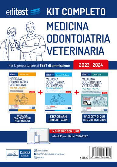 Immagine di KIT COMPLETO TEST MEDICINA-ODONTOIATRIA (TOLC-MED), VETERINARIA (TOLC-VET) 2023: MANUALE DI TEOR...