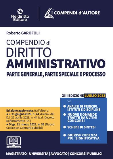 Immagine di COMPENDIO DI DIRITTO AMMINISTRATIVO. NUOVA EDIZ. 2023