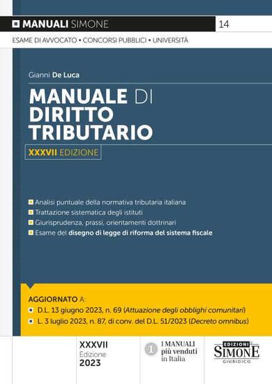 Immagine di MANUALE DI DIRITTO TRIBUTARIO 2023