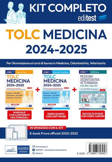 Immagine di TOLC MEDICINA 2024-2025 MANUALE DI TEORIA E TEST PER L`AMMISSIONE AI CORSI DI LAUREA IN MEDICIN KIT