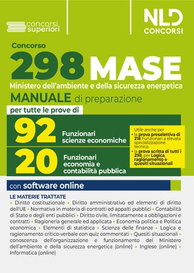 Immagine di CONCORSO MINISTERO AMBIENTE 2023 (MASE) 298 FUNZIONARI. MANUALE COMPLETO PER LA PROVA PRESELETTIV