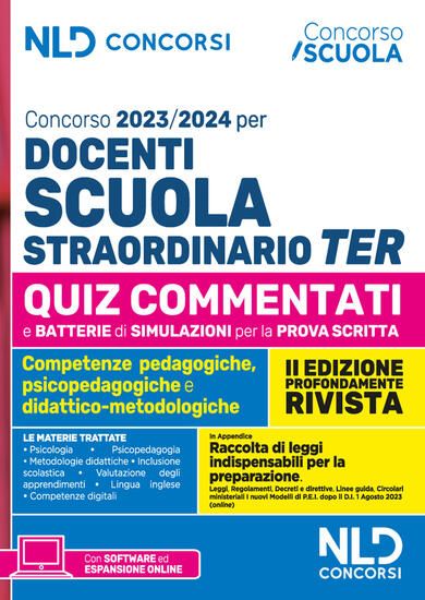 Immagine di CONCORSO DOCENTI SCUOLA STRAORDINARIO TER 2023-2024. QUIZ COMMENTATI PER LA PROVA SCRITTA