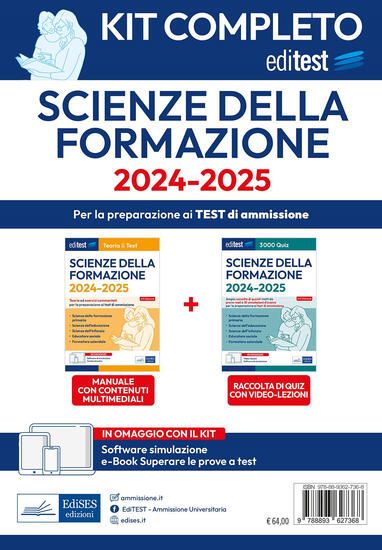 Immagine di KIT COMPLETO EDITEST SCIENZE DELLA FORMAZIONE. MANUALE + RACCOLTA DI QUIZ. CON SOFTWARE DI SIMUL...