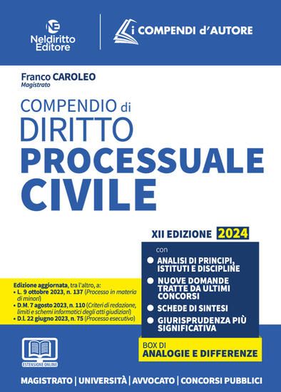 Immagine di COMPENDIO DI DIRITTO PROCESSUALE CIVILE. CON ESPANSIONE ONLINE 2024