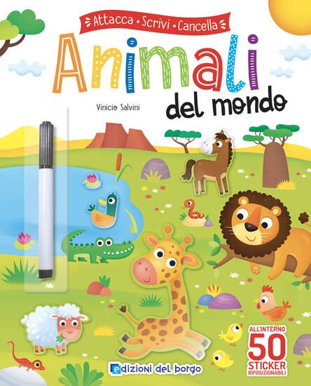 Immagine di ANIMALI DEL MONDO. ATTACCA SCRIVI CANCELLA. EDIZ. A COLORI. CON PENNARELLO CANCELLABILE. CON ADE...