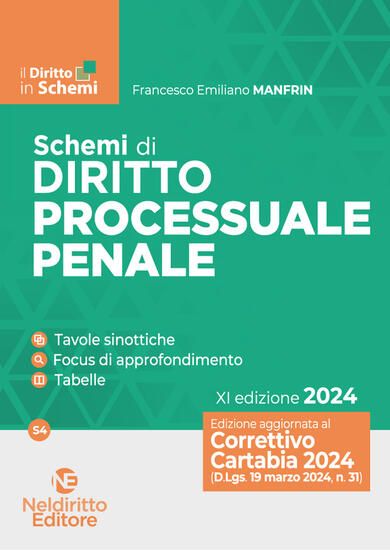 Immagine di SCHEMI DI DIRITTO PROCESSUALE PENALE 2024