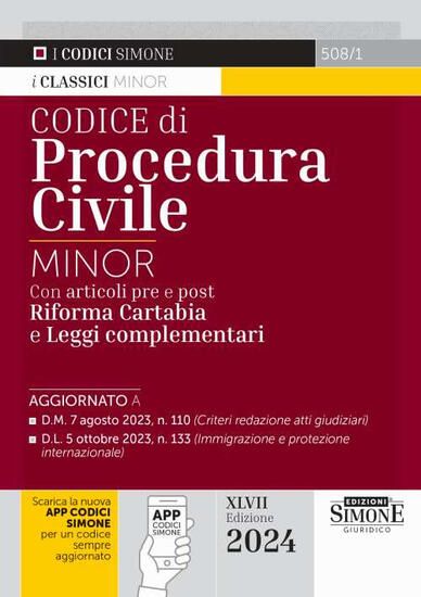 Immagine di CODICE DI PROCEDURA CIVILE. EDIZ. MINOR. CON APP 2024