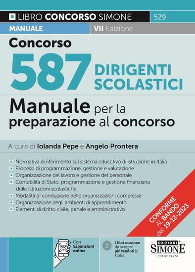 Immagine di CONCORSO ORDINARIO 587 DIRIGENTI SCOLASTICI MANUALE PER LA PREPARAZIONE