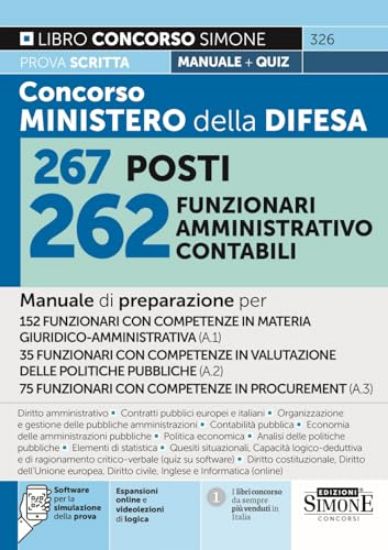 Immagine di CONCORSO MINISTERO DIFESA. 267 POSTI. 262 FUNZIONARI AMMINISTRATIVO CONTABILI. MANUALE + QUIZ.