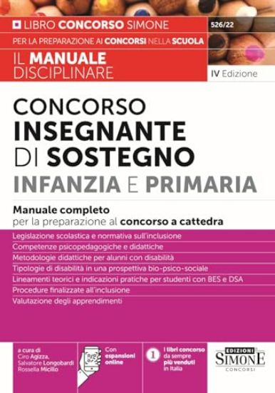 Immagine di CONCORSO INSEGNANTE DI SOSTEGNO INFANZIA E PRIMARIA MANUALE COMPLETO PER LA PREPARAZIONE AL CONC