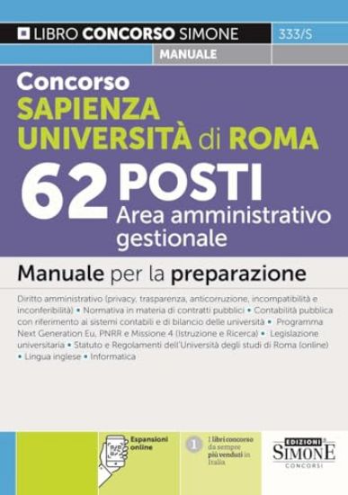 Immagine di CONCORSO SAPIENZA UNIVERSITA` DI ROMA 62 POSTI AREA AMMINISTRATIVO GESTIONALE MANUALE PER LA PREPARA