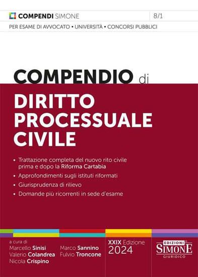 Immagine di COMPENDIO DI DIRITTO PROCESSUALE CIVILE 2024