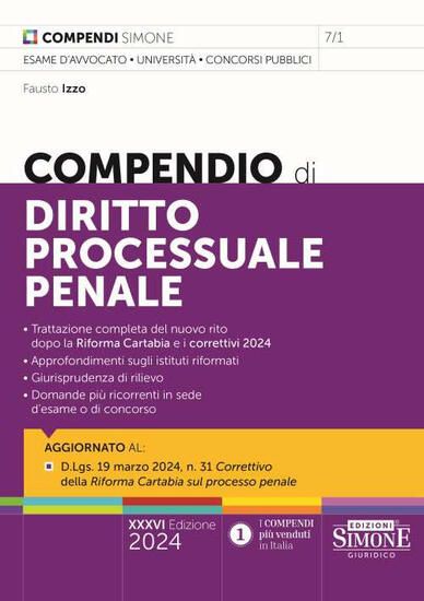 Immagine di COMPENDIO DI DIRITTO PROCESSUALE PENALE