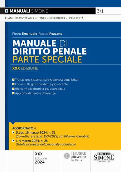 Immagine di MANUALE DI DIRITTO PENALE. PARTE SPECIALE 2024