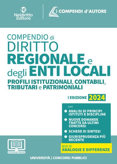 Immagine di COMPENDIO DI DIRITTO REGIONALE E DEGLI ENTI LOCALI PROFILI ISTITUZIONALI CONTABILI TRIBUTARI E PA