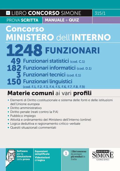 Immagine di CONCORSO MINISTERO DELL`INTERNO 1248 FUNZIONARI. 49 FUNZIONARI STATISTICI (COD. C1) 182 FUNZIONARI