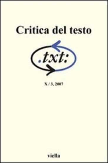 Immagine di CRITICA DEL TESTO - VOLUME 10/3