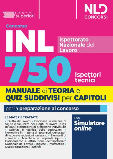 Immagine di CONCORSO 750 ISPETTORI TECNICI INL (ISTITUTO NAZIONALE DEL LAVORO) 2024. MANUALE CON TEORIA E QUIZ