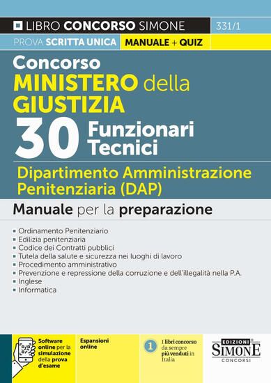 Immagine di CONCORSO MINISTERO DELLA GIUSTIZIA. 30 FUNZIONARI TECNICI. DIPARTIMENTO AMMINISTRAZIONE PENITENZI