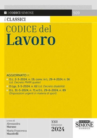 Immagine di CODICE DEL LAVORO 2024