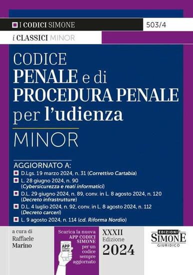 Immagine di CODICE PENALE E DI PROCEDURA PENALE PER L`UDIENZA EDIZ. MINOR CON APPCODICISIMONE