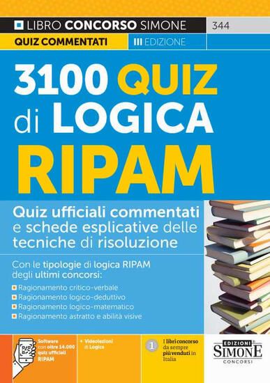 Immagine di 3100 QUIZ DI LOGICA RIPAM QUIZ UFFICIALI COMMENTATI E SCHEDE ESPLICATIVE DELLE TECNICHE DI RISOLU