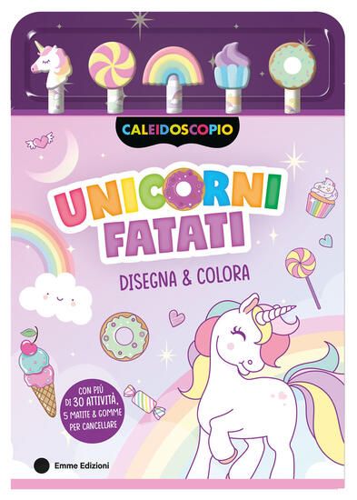 Immagine di UNICORNI FATATI. EDIZ. ILLUSTRATA. CON 5 GOMME SAGOMATE. CON 5 MATITE COLORATE