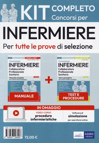 Immagine di KIT COMPLETO PER CONCORSI PER INFERMIERE. MANUALE COMPLETO PER TUTTE LE FASI DI SELEZIONE-TEST E...