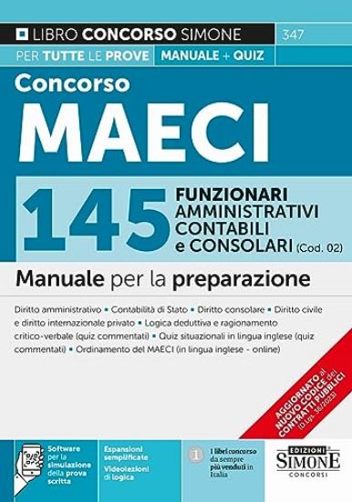 Immagine di CONCORSO MAECI 2023-145 FUNZIONARI AMMINISTRATIVI, CONTABILI E CONSOLARI. MANUALE