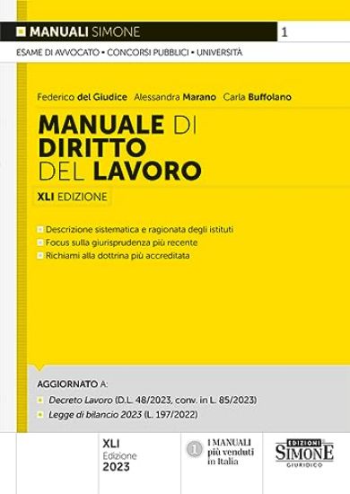 Immagine di MANUALE DI DIRITTO DEL LAVORO