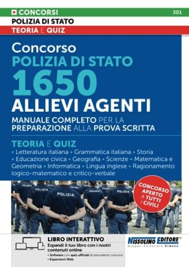 Immagine di CONCORSO POLIZIA DI STATO. 1650 ALLIEVI AGENTI. TEORIA E QUIZ