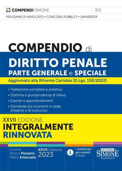 Immagine di COMPENDIO DI DIRITTO PENALE. PARTE GENERALE E SPECIALE