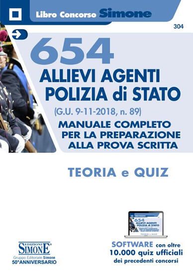 Immagine di 654 ALLIEVI AGENTI POLIZIA DI STATO. MANUALE COMPLETO PER LA PREPARAZIONE TEORIA E QUIZ