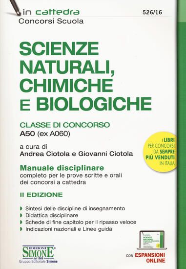 Immagine di SCIENZE NATURALI, CHIMICHE E BIOLOGICHE; CLASSE DI CONCORSO A 50 (EX A060)