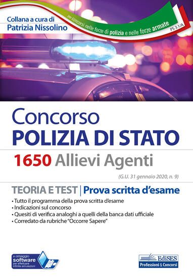 Immagine di CONCORSO 1650 ALLIEVI AGENTI POLIZIA DI STATO. TEORIA E TEST. PROVA SCRITTA D`ESAME. CON SOFTWAR...