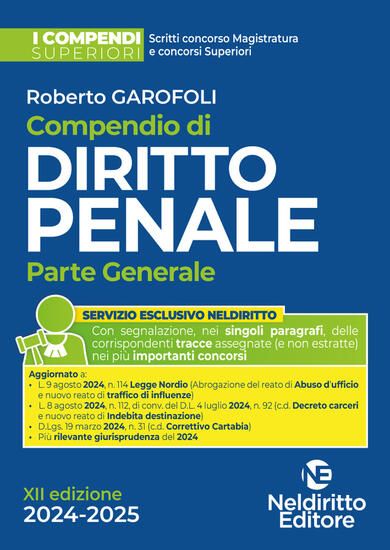 Immagine di COMPENDIO DI DIRITTO PENALE. PARTE GENERALE 2024-2025